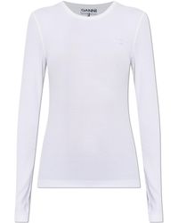 Ganni - Ribbed Long Sleeve Top - Lyst