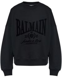 Balmain - Sweatshirt With A Logo And A Velvety Finish - Lyst