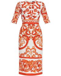 Dolce & Gabbana - Silk Dress With "Majolica" Print - Lyst