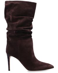Paris Texas 'slouchy' Suede Heeled Boots - Brown