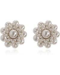 Alessandra Rich - Clip-On Pearl Earrings - Lyst
