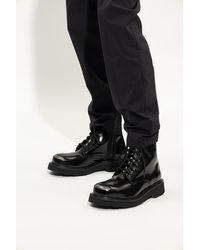 KENZO - Leather Boots With Logo - Lyst