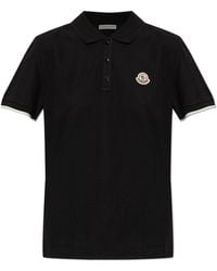 Moncler - Polo Shirt With Logo Patch - Lyst