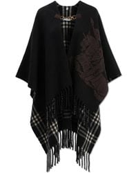 Burberry - Wool Poncho 'Tbar' - Lyst