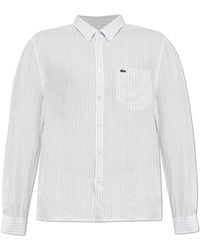 Lacoste - Linen Shirt With Striped Pattern - Lyst