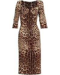 Dolce & Gabbana - Silk Dress With Animal Print - Lyst