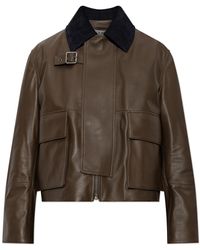 Loewe - Leather Jacket With Corduroy Collar - Lyst