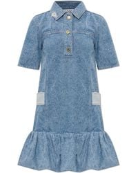 Ganni - Denim Dress With A 'Vintage' Effect - Lyst