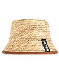 Moschino - Straw Hat With Logo Patch - Lyst