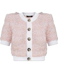 Balmain - Tweed Cardigan With Short Sleeves - Lyst