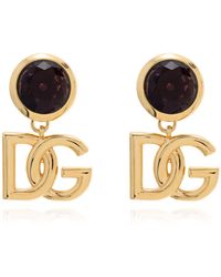 Dolce & Gabbana - Clip-On Earrings With A Shimmering Crystal - Lyst