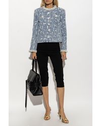 Self-Portrait - Textured Denim Jacket - Lyst