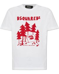 DSquared² - T-Shirt With Logo And Velvet Finish - Lyst