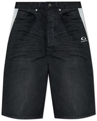 Balenciaga - Denim Shorts With Logo - Lyst