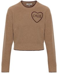 Chloé - Wool Sweater With Embroidered Logo - Lyst