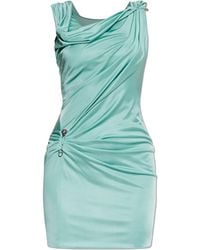 Versace - Dress With Decorative Safety Pin And Draping - Lyst