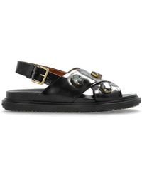 Marni - Leather Sandals With Shimmering Embellishments - Lyst