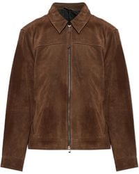 AllSaints - Suede 'Rhone' Jacket With Collar - Lyst