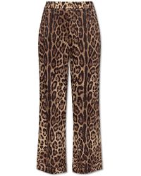 Dolce & Gabbana - Silk Trousers With Animal Motif - Lyst