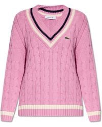 Lacoste - Sweater With Logo Patch, - Lyst