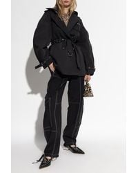 Ganni - Short Double-Breasted Trench Coat - Lyst
