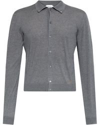 Versace - Wool Cardigan With Embroidered Logo - Lyst