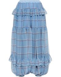 Chloé - Loose-Fit Silk Trousers With Ruffles - Lyst