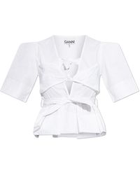 Ganni - Top With Decorative Ties - Lyst