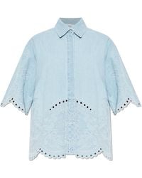 Zimmermann - Denim Shirt With Openwork Trim - Lyst