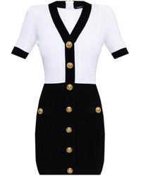 Balmain - Dress With Decorative Appliqués - Lyst