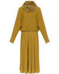 Valentino Garavani - Silk Dress With Ostrich Feathers - Lyst