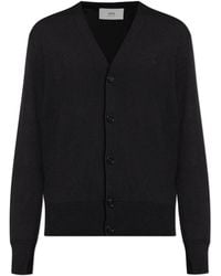 Ami Paris - Wool Cardigan With Embroidered Logo - Lyst
