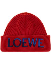 Loewe - Wool Beanie Hat With Logo - Lyst