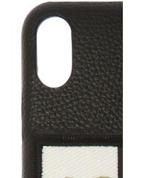 Burberry Contrast Logo Graphic Leather Iphone X/xs Case - Black