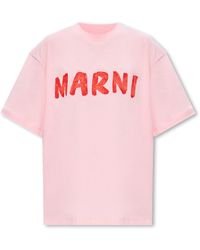 Marni - Cropped T-Shirt With Logo - Lyst