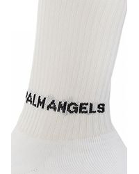 Palm Angels Logo-embroidered Socks - White