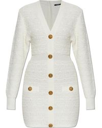 Balmain - Tweed Dress With Decorative Buttons - Lyst
