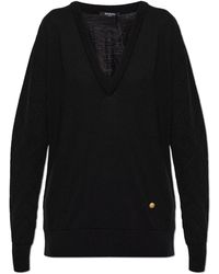 Balmain - Wool Sweater With V-Neck - Lyst