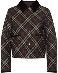 Burberry - Quilted Jacket With A Check Pattern - Lyst