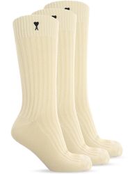 Ami Paris - Three-Pack Of Socks With Embroidered Logo - Lyst