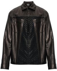 McQueen - Leather Jacket With Skull Motif - Lyst
