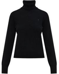 Ami Paris - Wool Turtleneck With Embroidered Logo - Lyst