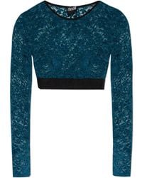 Versace Jeans Couture - Lace Top With Long Sleeves - Lyst