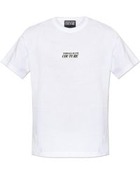 Versace Jeans Couture - T-Shirt With A Rubber Logo Patch - Lyst
