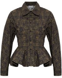 Ganni - Peplum Top With Floral Motif - Lyst