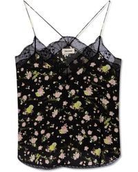 Zadig & Voltaire - Christy Soft Crinkle Rose-Print Camisole - Lyst