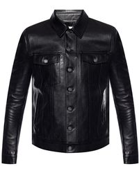 Saint Laurent - Button-up Leather Jacket - Lyst