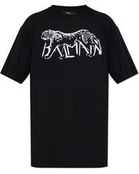 Balmain - T-Shirt With A Velvet-Finish Print - Lyst