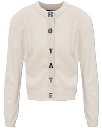 ROTATE BIRGER CHRISTENSEN - Cotton Cardigan With Shoulder Pads - Lyst