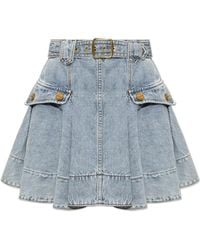 Zimmermann - Denim Skirt With A Belt - Lyst